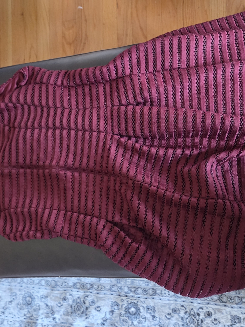 Ashley Graham x Beyond Clouds Maroon Striped Mesh Fit & Flare Dress - Size 14 - Picture 4 of 12